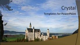  Presentation with panoramic - Colorful presentation design enhanced with cinderella - panoramic view of neuschwanstein backdrop and a light blue colored foreground
