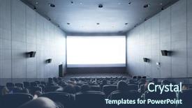  Presentation with audience - Audience pleasing slide deck consisting of cinema - crowd audience in dark looking backdrop and a ocean colored foreground