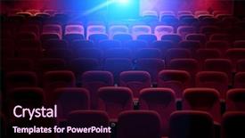  Presentation with movie theater - Beautiful PPT theme featuring cinema - empty movie theater with projection backdrop and a wine colored foreground