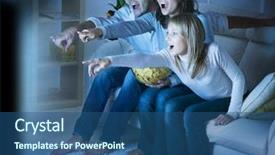  Presentation with emotions - Beautiful PPT theme featuring cinema - family watching tv true emotions backdrop and a ocean colored foreground