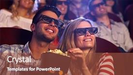  Presentation with popcorn - Beautiful slide set featuring cinema - happy couple sitting in movie backdrop and a tawny brown colored foreground