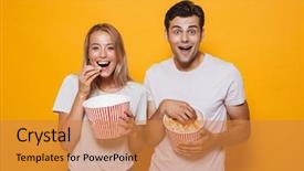  Presentation with catholic couple silhouette of young - Slides consisting of cinema - happy young couple standing isolated background and a gold colored foreground