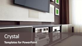  Presentation with theater - PPT theme having cinema - modern home theater room interior background and a dark gray colored foreground