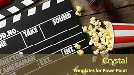  Presentation with popcorn - Presentation theme with cinema - movie clapper board with popcorn background and a tawny brown colored foreground