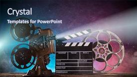  Presentation with old cinema projector - Slide deck enhanced with cinema - old style movie projector still-life background and a navy blue colored foreground