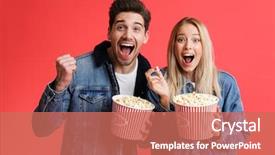  Presentation with red movie - Slides featuring cinema - portrait of an excited young background and a coral colored foreground