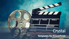  Presentation with accessories - PPT theme featuring cinema - retro film production accessories still background and a ocean colored foreground