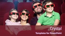  Presentation with movie theater - Audience pleasing presentation theme consisting of cinema - smiling family in the 3d backdrop and a tawny brown colored foreground