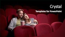  Presentation with red movie - PPT theme having cinema - young cute couple sitting alone background and a black colored foreground