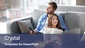  Presentation with cinema - Theme enhanced with cinema - young man watching tv background and a ocean colored foreground