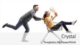  Presentation with popcorn - Audience pleasing presentation design consisting of cinema - young woman with popcorn backdrop and a white colored foreground