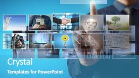  Presentation with photo album - Slide deck with cinema advertising - businessmen and reaching images streaming background and a teal colored foreground