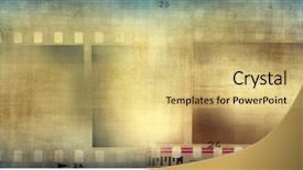  Presentation with film strips - PPT theme having cinema advertising - film negative frames film strips background and a yellow colored foreground