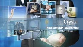  Presentation with photo album - Cool new PPT theme with cinema advertising - reaching images streaming digital photo backdrop and a  colored foreground