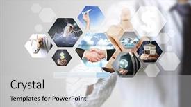  Presentation with photo album - PPT theme enhanced with cinema advertising - reaching images streaming digital photo background and a light gray colored foreground