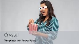  Presentation with popcorn movie - PPT layouts featuring cinema-and-people-concept-happy background and a light gray colored foreground