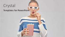  Presentation with movie popcorn - Slide set with cinema-and-people-concept-surprised background and a light gray colored foreground