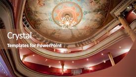  Presentation with classical - Presentation theme featuring cinema architecture - 19th cahors classical theater background and a red colored foreground