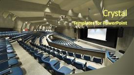  Presentation with congress - PPT theme featuring cinema architecture - interior of a congress palace background and a tawny brown colored foreground