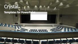  Presentation with congress - Cool new PPT layouts with cinema architecture - interior of a congress palace backdrop and a tawny brown colored foreground
