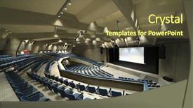  Presentation with congress - Beautiful theme featuring cinema architecture - interior of a congress palace backdrop and a tawny brown colored foreground