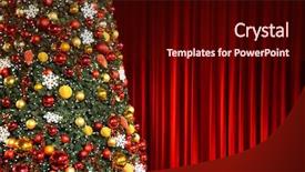  Presentation with drapery - Theme featuring christmas tree against red drapery background and a wine colored foreground