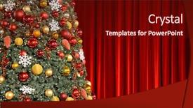  Presentation with drapery - Presentation design with christmas tree against red drapery background and a wine colored foreground