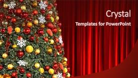  Presentation with drapery - Audience pleasing presentation theme consisting of green fabric background draped curtain - christmas tree against red drapery backdrop and a wine colored foreground