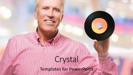  Presentation with vinyl - PPT theme consisting of old vinyl against an abstract background and a coral colored foreground