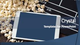 Presentation with popcorn movie - Beautiful presentation featuring cinema concept- fresh popcorn clapper backdrop and a ocean colored foreground