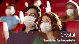  Presentation with medical virus - PPT theme with cinema-entertainment-and-pandemic-concept background and a tawny brown colored foreground