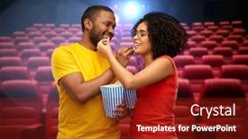  Presentation with cinema theatre - Beautiful PPT theme featuring cinema-entertainment-and-people-concept backdrop and a tawny brown colored foreground
