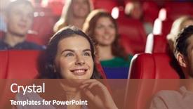  Presentation with movie theater - Slide deck consisting of cinema entertainment and people concept background and a tawny brown colored foreground