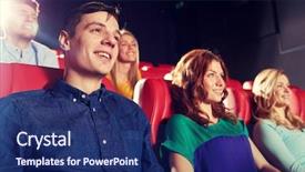  Presentation with movie theater - Cool new slides with cinema entertainment and people concept backdrop and a navy blue colored foreground