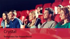 Presentation with movie theater - Slide set consisting of cinema entertainment and people concept background and a red colored foreground