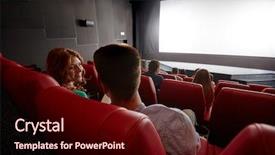  Presentation with movie theater - Audience pleasing PPT layouts consisting of cinema entertainment communication and people backdrop and a wine colored foreground