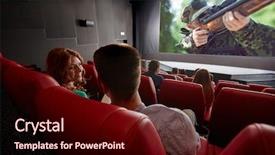  Presentation with movie theater - PPT layouts featuring cinema entertainment communication and people background and a wine colored foreground