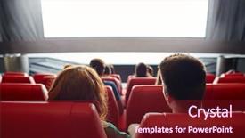  Presentation with movie theater - Presentation design featuring cinema entertainment leisure and people background and a tawny brown colored foreground