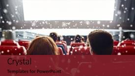  Presentation with movie theater - Audience pleasing slide set consisting of cinema entertainment leisure and people backdrop and a tawny brown colored foreground
