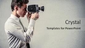  Presentation with retro - Beautiful PPT layouts featuring cinema films movies - retro camera backdrop and a light gray colored foreground