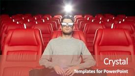  Presentation with movie theater - PPT theme consisting of cinema technology entertainment and people background and a coral colored foreground
