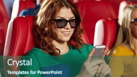  Presentation with movie theater - Presentation having cinema technology entertainment and people background and a ocean colored foreground