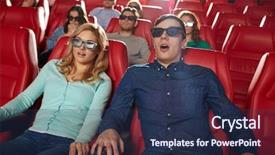  Presentation with horror cinema - PPT theme with cinema technology entertainment and people background and a navy blue colored foreground