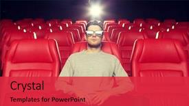  Presentation with movie theater - Slide set featuring cinema technology entertainment and people background and a red colored foreground