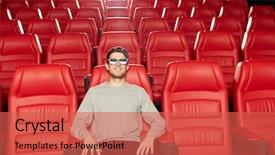  Presentation with movie theater - Cool new slides with cinema technology entertainment and people backdrop and a red colored foreground
