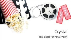  Presentation with clapper - Amazing theme having cinema tickets on white background backdrop and a white colored foreground
