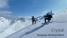  Presentation with backcountry - PPT theme consisting of cinematic-aerial-epic-scene background and a light blue colored foreground