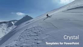  Presentation with cinematic - Presentation theme featuring cinematic-downhill-freeride-skiing background and a seafoam green colored foreground