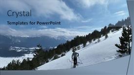  Presentation with cinematic - Slides featuring cinematic-downhill-freeride-skiing background and a light blue colored foreground