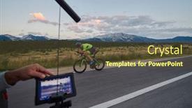  Presentation with road bike - Presentation theme with cinematographer-with-professional-cinema-camera background and a tawny brown colored foreground